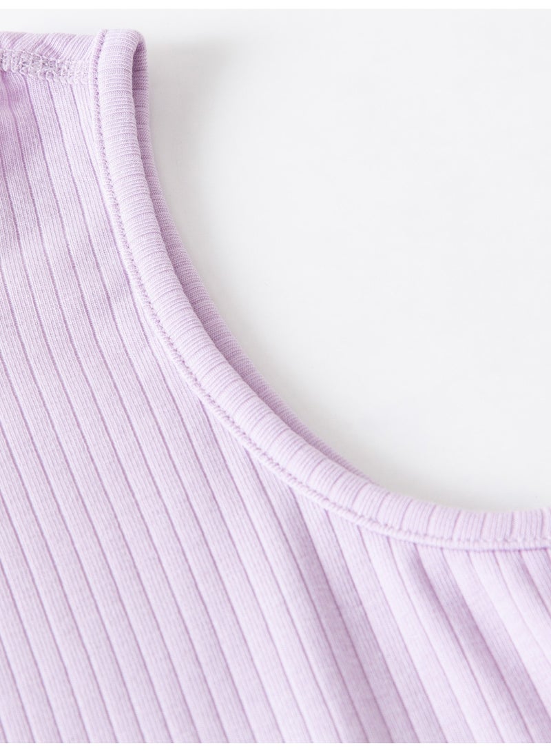 ميني بالا شرشرة لفتيات ذات أنابيب ناعمة، طوق رباعي، بلا أكمام، قطعة مرنة وقابلة للتنفس، акцент لطيف، مثالية للارتداء اليومي والطبقات الملبس للفتيات - Image 4