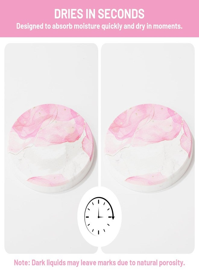 HASSLICKIT Diatomaceous Earth Coasters (Set of 6 with Holder) – Instant Dry Absorbent Drink Coasters, Pink Marble Stone Design – Non-Stick Water Absorbing Table Protection – Cute Housewarming Gift - Image 5