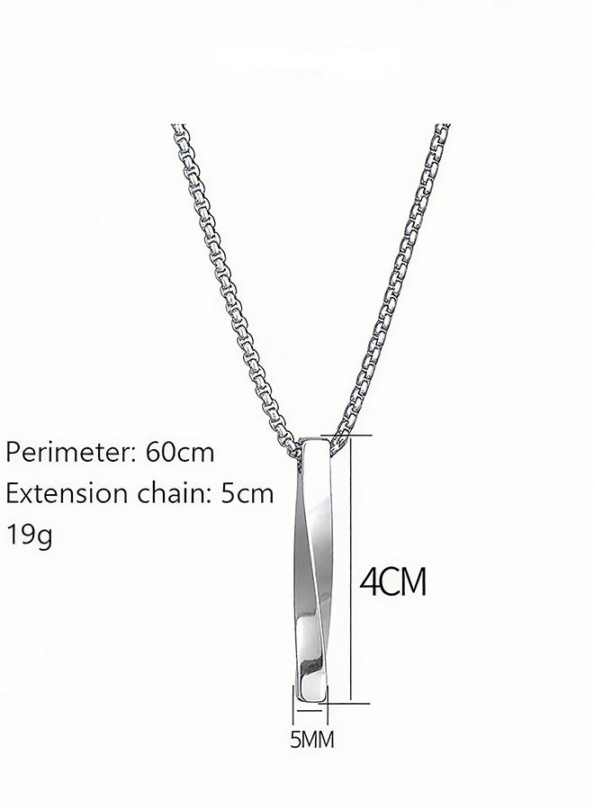 Happy D Casual Stylish Spiral Pendant Necklace Cool Sweater Chain for Men Women Titanium Steel Necklace Silver - Image 3