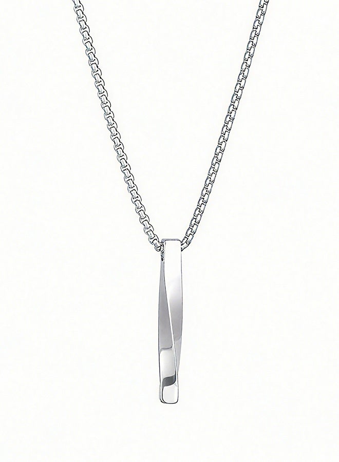 Happy D Casual Stylish Spiral Pendant Necklace Cool Sweater Chain for Men Women Titanium Steel Necklace Silver - Image 2