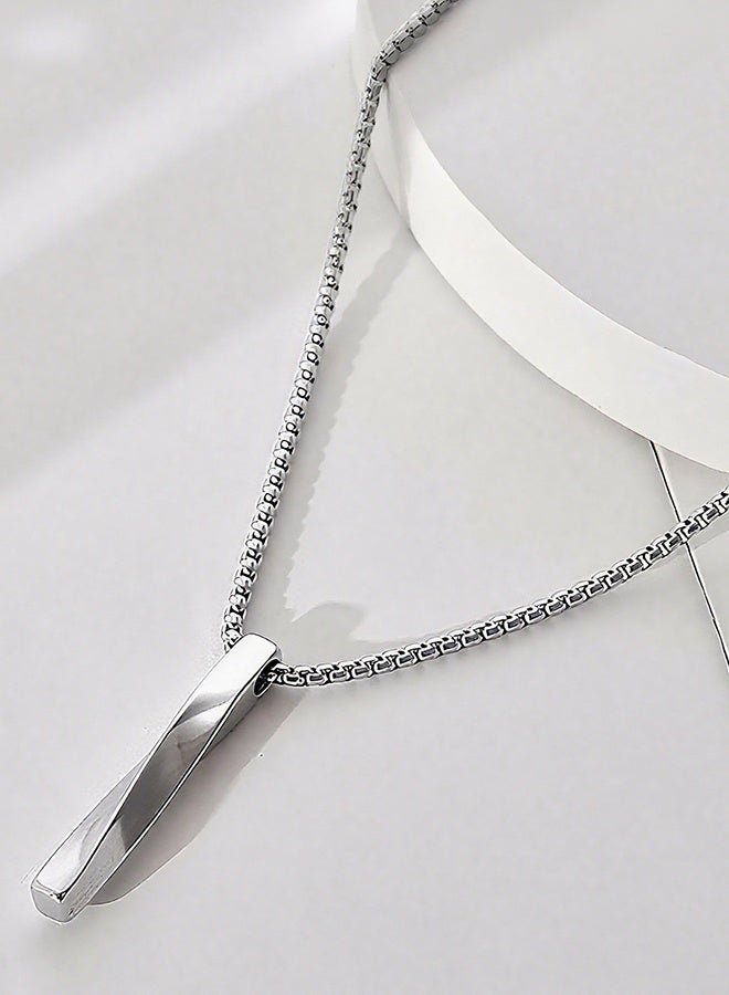 Happy D Casual Stylish Spiral Pendant Necklace Cool Sweater Chain for Men Women Titanium Steel Necklace Silver - Image 1