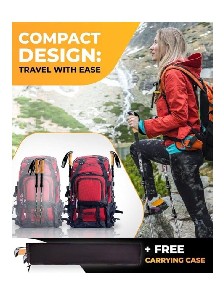 Cool Baby Style Lightweight Foldable Trekking Poles Shock Absorbing Walking Stick with Natural Cork Grip Flip Lock, All Season/All Terrain Accessories and Carrying Bag - Image 3