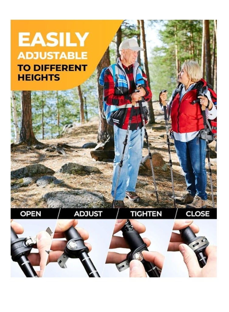 Cool Baby Style Lightweight Foldable Trekking Poles Shock Absorbing Walking Stick with Natural Cork Grip Flip Lock, All Season/All Terrain Accessories and Carrying Bag - Image 4