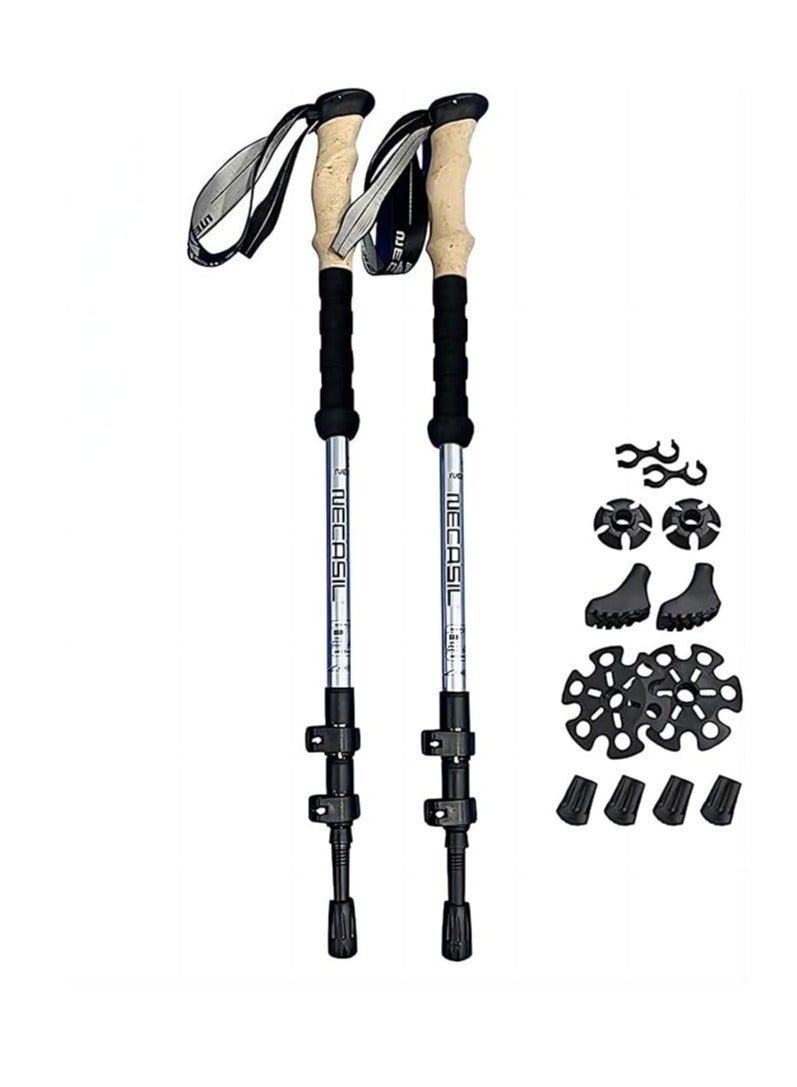 Cool Baby Style Lightweight Foldable Trekking Poles Shock Absorbing Walking Stick with Natural Cork Grip Flip Lock, All Season/All Terrain Accessories and Carrying Bag - Image 1