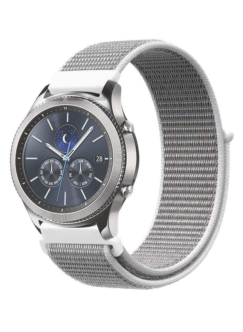 Comfort Canvas Woven Nylon Sport Band for Samsung Galaxy Watch 46mm/Gear S3 Frontier/Huawei Watch GT2/Magic Honor 2/Fossil/22mm Watches (Silver) - Image 1