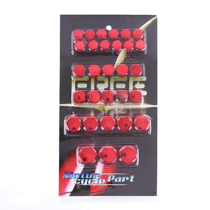 woobles 30PCS Motorcycle Motorbike Screw Nut Bolt Caps Cover Decoration Protection(Red) - Image 2