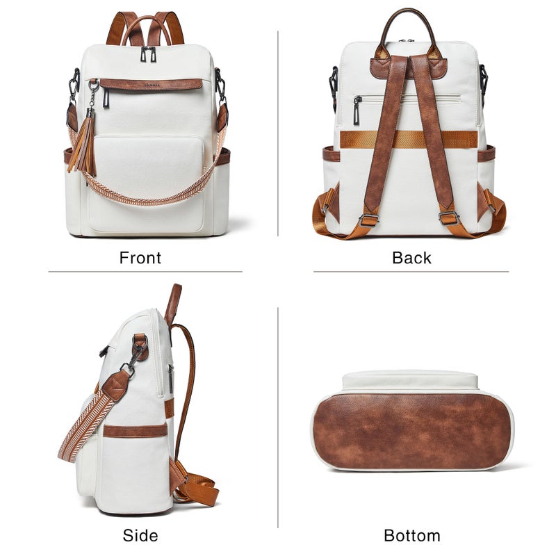 Shrrie Vegan Leather Laptop Backpack for Women 15.6 inch Work Backpack Fashion Travel Backpack Purse for Travel College Work - Image 5