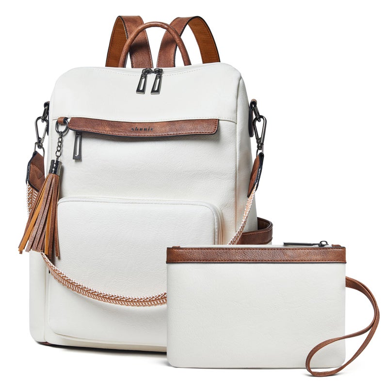 Shrrie Vegan Leather Laptop Backpack for Women 15.6 inch Work Backpack Fashion Travel Backpack Purse for Travel College Work - Image 1