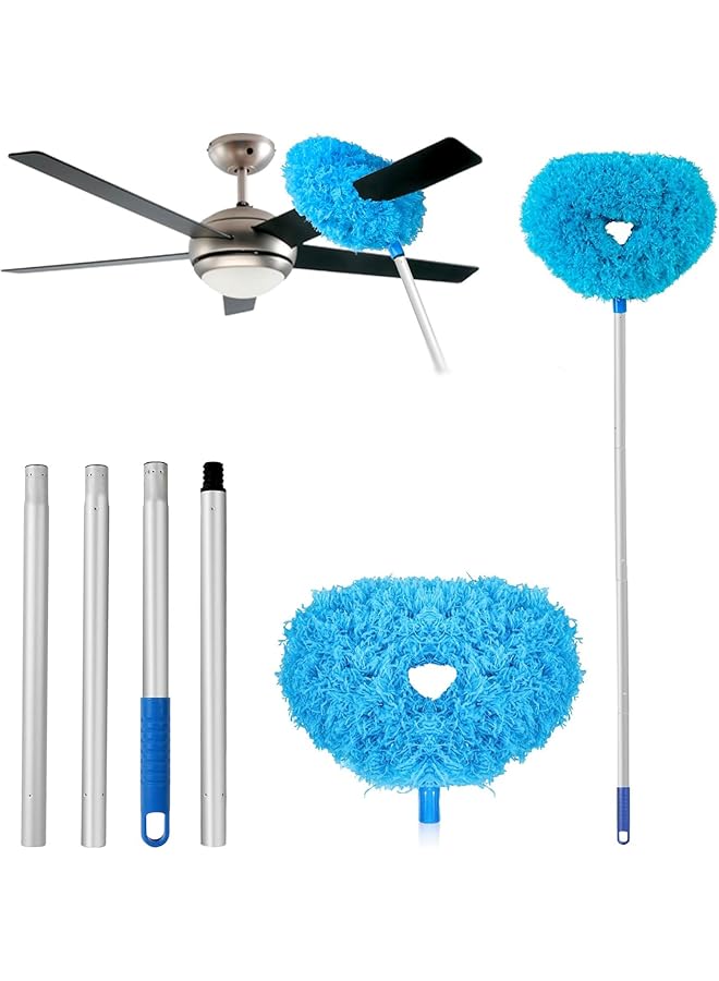 promass Ceiling Fan Cleaner Duster Reusable Microfiber Ceiling Fan Blade Cleaner Removable Duster with Extension Pole Adjusts 43 to 144cm for Cleaning Walls Bookshelves Furniture Door Window Top - Image 1