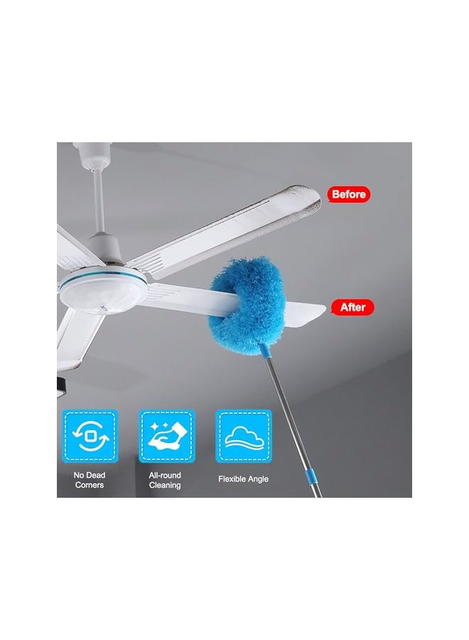 promass Ceiling Fan Cleaner Duster Reusable Microfiber Ceiling Fan Blade Cleaner Removable Duster with Extension Pole Adjusts 43 to 144cm for Cleaning Walls Bookshelves Furniture Door Window Top - Image 2