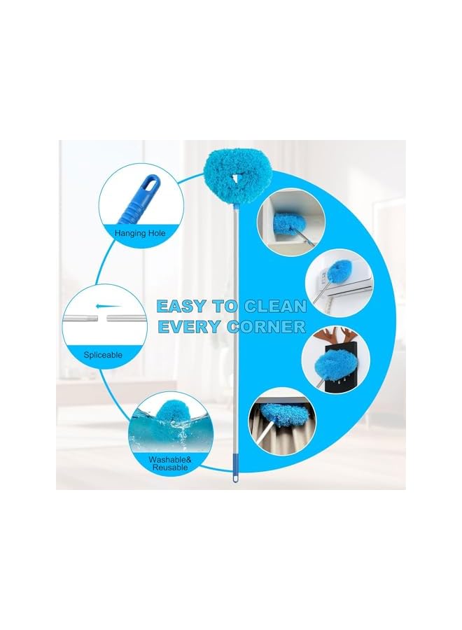 promass Ceiling Fan Cleaner Duster Reusable Microfiber Ceiling Fan Blade Cleaner Removable Duster with Extension Pole Adjusts 43 to 144cm for Cleaning Walls Bookshelves Furniture Door Window Top - Image 3