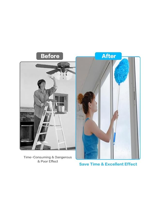 promass Ceiling Fan Cleaner Duster Reusable Microfiber Ceiling Fan Blade Cleaner Removable Duster with Extension Pole Adjusts 43 to 144cm for Cleaning Walls Bookshelves Furniture Door Window Top - Image 4