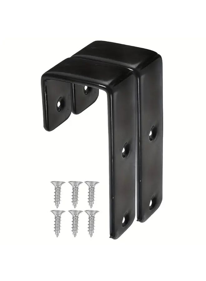 Black Heavy Duty Bunk Bed Ladder Hooks 2pcs Metal Plastic Durable Safety Organizer - Image 1