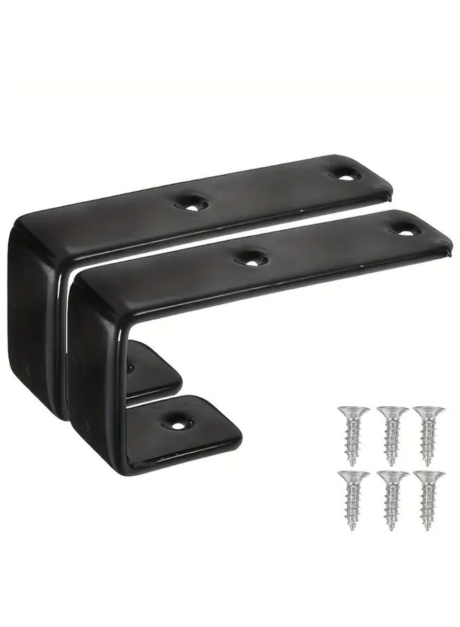 Black Heavy Duty Bunk Bed Ladder Hooks 2pcs Metal Plastic Durable Safety Organizer - Image 2