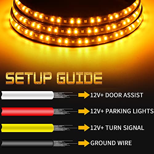 OPL5 Truck Led Running Board Lights Amber Turn Signal Lights Sequential Side Maker Lighting Kits, 2PCs 48 Inch White Courtesy Flexible Step Strip Lights for Extended Crew Cab Trucks Pickup (48") - Image 4