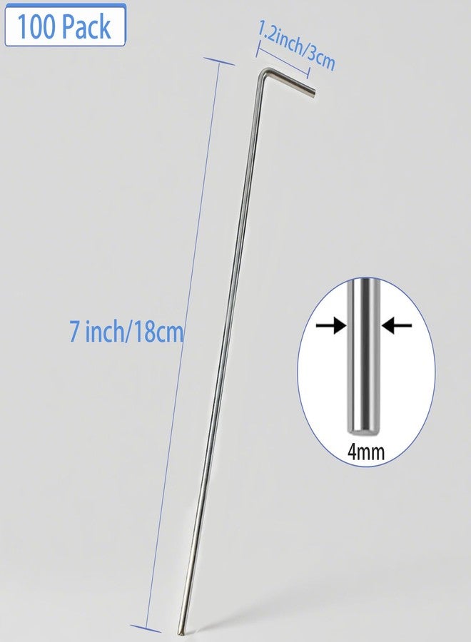 GDOODM 100 Pack Tent Stakes, 7 inch Garden Stakes Galvanized Tent Stake, Metal Tent Stakes for Outdoor, 4mm Thickness Heavy Duty Rust-Free Canopy Stakes for Camping, Canopy, Outdoor Decoration - Image 2