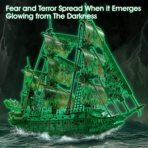CubicFun 3D Jigsaw Puzzles Dutch Ship Model Flying Luminous Haunted Pirate Ship DIY for Adults and Kids Building Kits Office Decoration for Women and Men 360 Pieces - Image 5