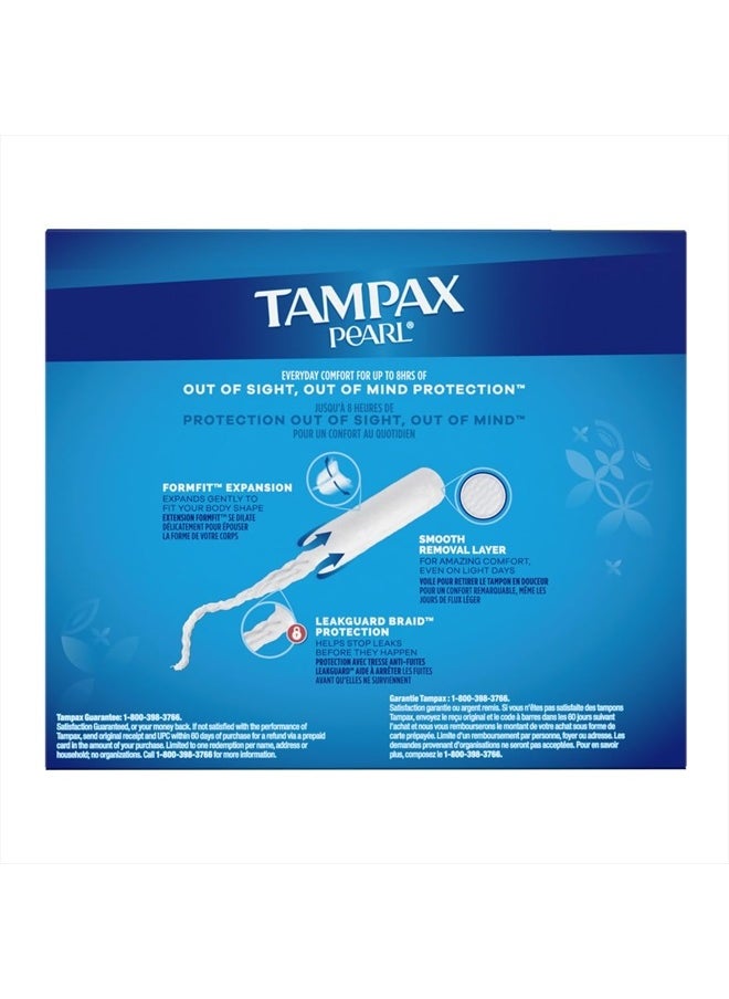 Tampax - Pearl Tampons Multi Pack, with LeakGuard Braid, Regular/Super/Super Plus Absorbency, Unscented, 47 Count - Image 1
