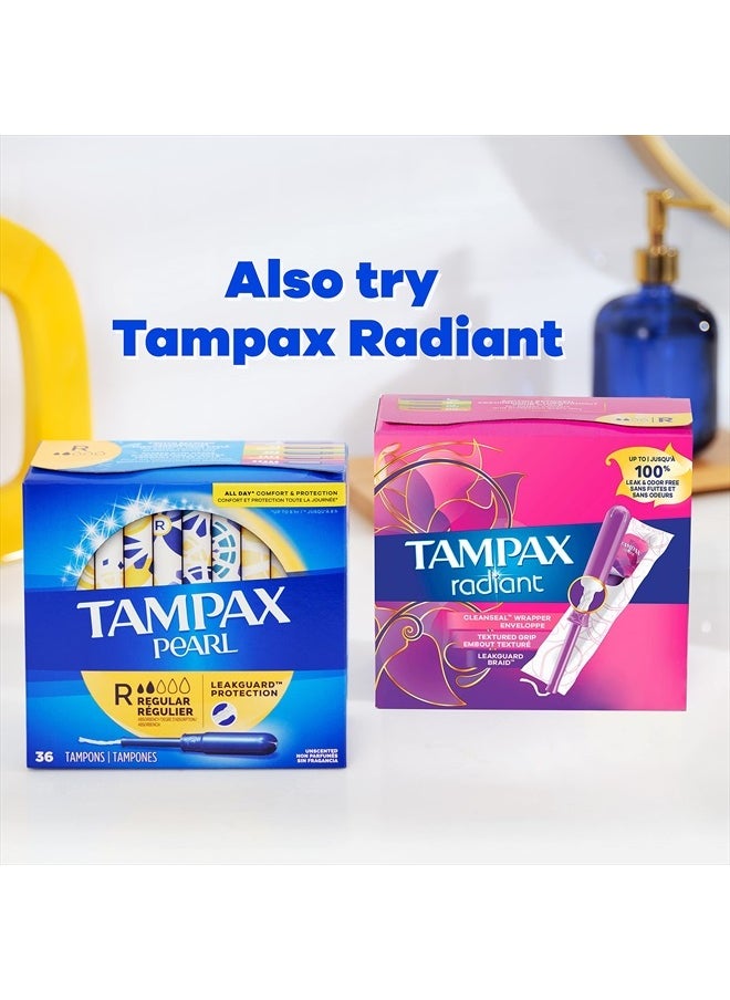 Tampax - Pearl Tampons Multi Pack, with LeakGuard Braid, Regular/Super/Super Plus Absorbency, Unscented, 47 Count - Image 1
