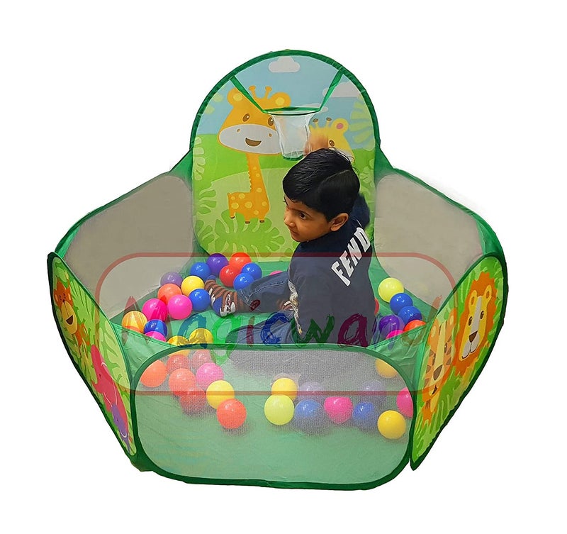 Magicwand Large Size Tafta Cloth Multi-Colored Jungle Theme Ball Pool with 35 Balls for Kids 【Age up to 3 yr】【Multi-Colored】 - Image 3