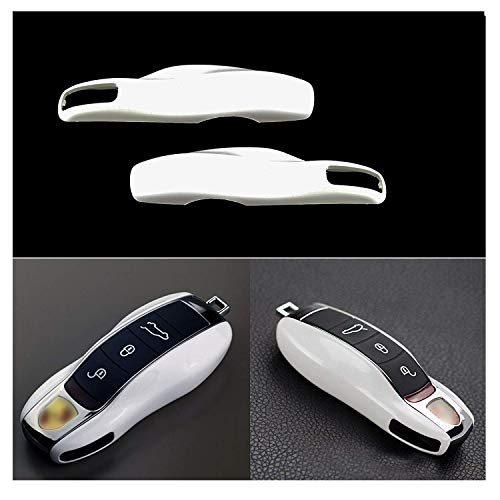 x xotic tech Xotic Tech White Smart Remote Key Fob Protector Cover Shell Case Holder Compatible with Porsche Boxster Cayenne Panamera Cayman Macan Carrera 911 991 918 Spyder(Fits 3 Button) - Image 1