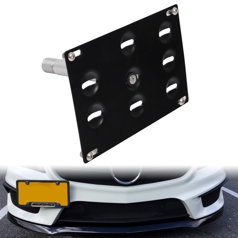 Tow Hook License Plate Mounting Bracket Holder Compatible with MercedesBenz W204 CClass W212 W213 EClass C117 CLA GLK GLC W166 GLE ML Front Bumper Adapter NoDrill Relocation Kit