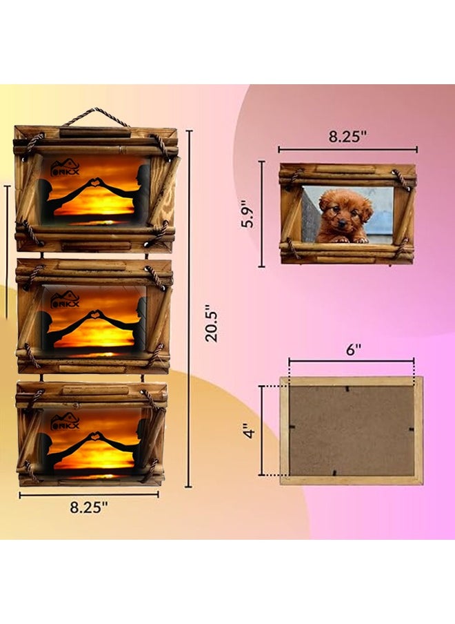 Solid Wood Photo Frame Set with Glass Display Variety and Shapes 4"x6"