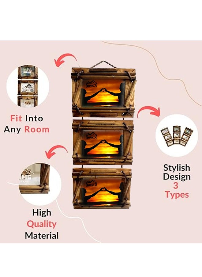 Solid Wood Photo Frame Set with Glass Display Variety and Shapes 4"x6"