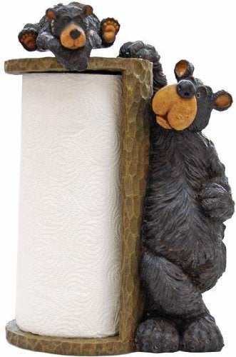 Wilcor International Willie Black Bear Paper Towel Holder Rack for Free Standing on Counter or Table Great Kitchen Decor 14 