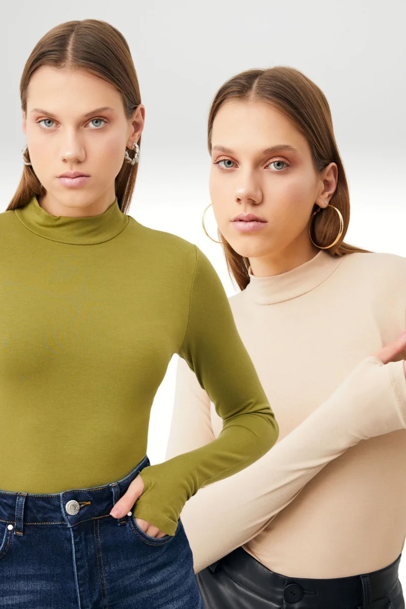 Bipantolon BIPANTOLON Women's 2-Pack Cut-Out Half Turtleneck Bodysuits