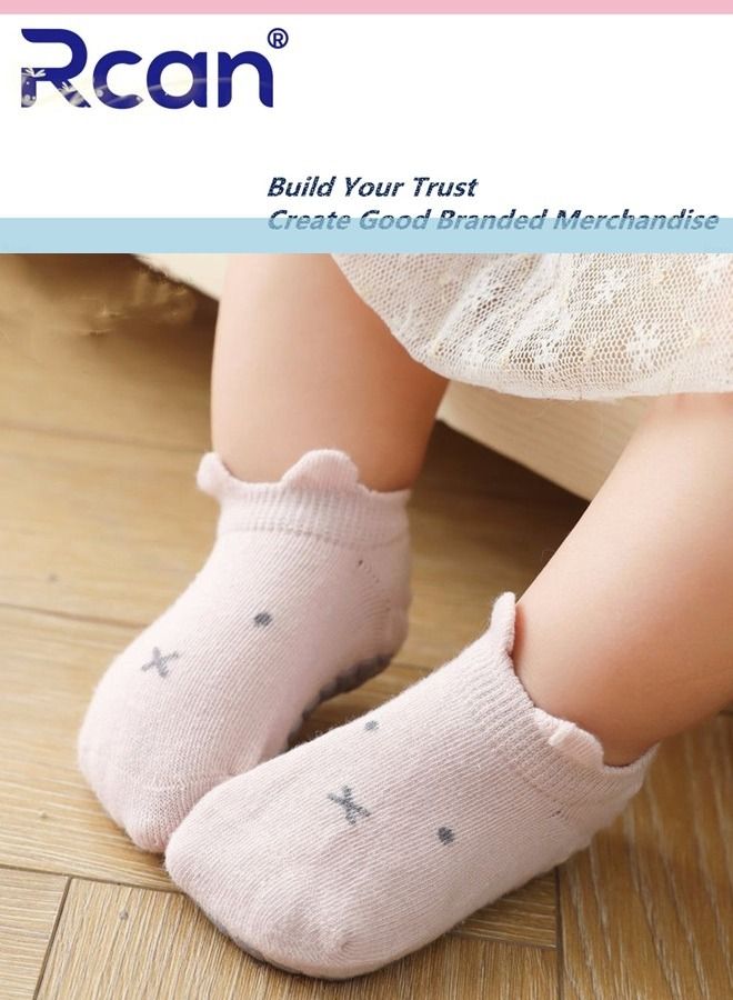 Rcan 5 Pairs Baby Silicone Non-slip Socks Thin Children Cotton Socks Cartoon Mesh Toddler Floor Socks - Image 4