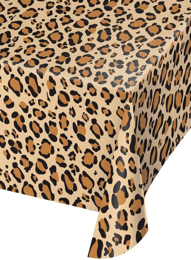Creative Converting 329660 Leopard Anial Print Plastic Tablecloth - Image 1
