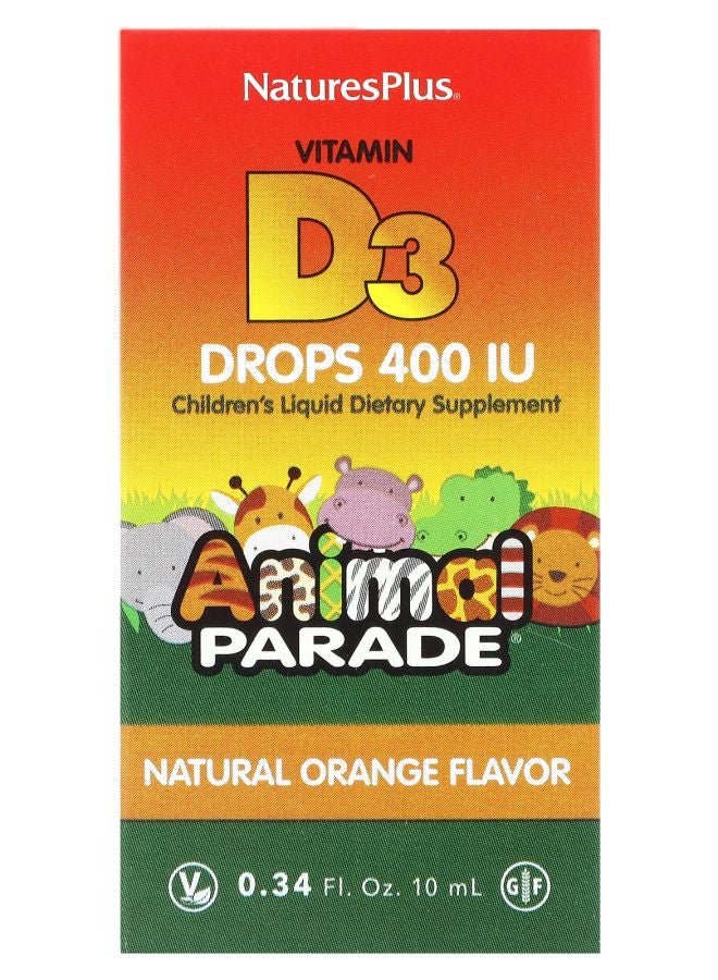Animal Parade Vitamin D3 Drops Natural Orange 400 IU 0.34 fl oz (10 ml)