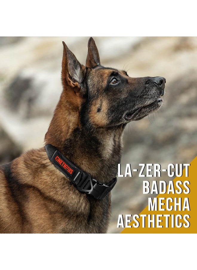 OneTigris - Tactical Dog Collar for Large Dogs Military Heavy Duty Metal Buckle Collar X11 for Training, with Reflective Strips& Patch Panel - Image 1