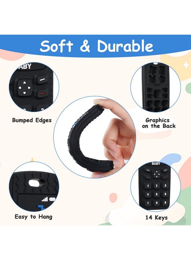 Aolso 2PCS Silicone Baby Teething Toys, Game Controller Teething Toys and Phone Teething Toys with 2PCS Pacifier Clip,BPA Free Silicone Baby Controller Teething for 3+ Months,Frozen Chew Toy(Black&Beige) - Image 2