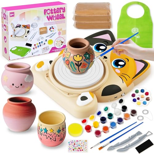 Insnug Pottery Wheel for Kids Pottery Arts and Crafts for Kids Ages 812 with 3 Pack Painting Kit Air Dry Clay Art Supplies Toys for Girls Boy Christmas Birthday Gift for 6 - Image 1