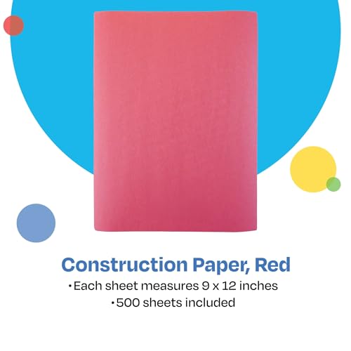 Childcraft Construction Paper, 9 x 12 Inches, Red, 500 Sheets - Image 2