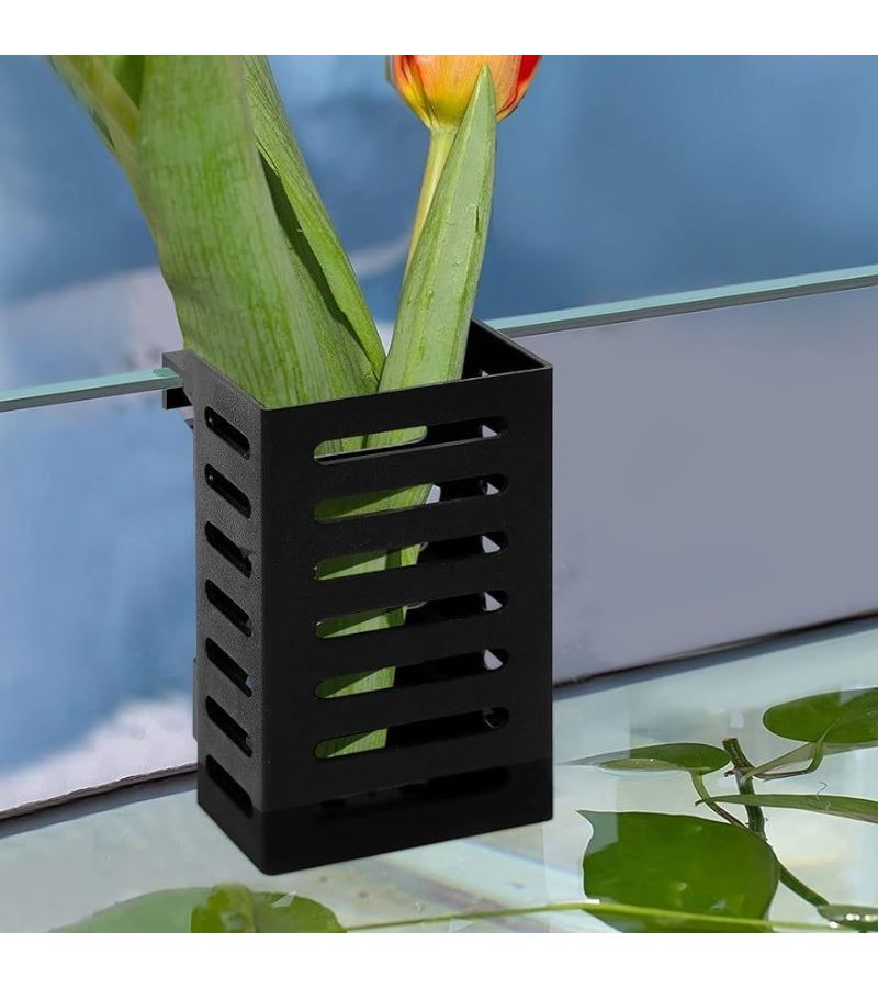Set Of 2 Black Hydroponic Plant Holders For Fish Tanks Growing Aquatic Plants Wall Mounted - Image 2