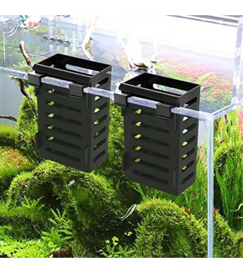 Set Of 2 Black Hydroponic Plant Holders For Fish Tanks Growing Aquatic Plants Wall Mounted - Image 1