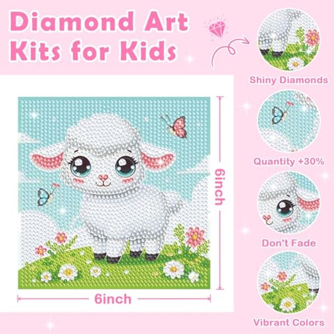 NANZHOO 4 Pack Diamond Art Kits Diamond Painting Kits for Beginners, 5D Cute Animals Diamond Art Gem Art Dimond Art Paintings, Mosaic Kits DIY Full Drill for Gift Home Wall Decoration, 6x6 Inch - Image 2