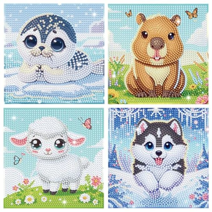 NANZHOO 4 Pack Diamond Art Kits Diamond Painting Kits for Beginners, 5D Cute Animals Diamond Art Gem Art Dimond Art Paintings, Mosaic Kits DIY Full Drill for Gift Home Wall Decoration, 6x6 Inch - Image 1