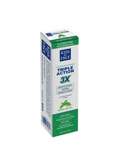 Kiss My face Triple Action Herbal Mint Gel Toothpaste Sls And Fluoride Free Removes Plaque Prevents Tartar And Whitens Teeth With Added Tea Tree Oil No Artificial Colors Or Flavors 4.5 Oz  - Image 1