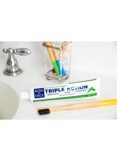 Kiss My face Triple Action Herbal Mint Gel Toothpaste Sls And Fluoride Free Removes Plaque Prevents Tartar And Whitens Teeth With Added Tea Tree Oil No Artificial Colors Or Flavors 4.5 Oz  - Image 3