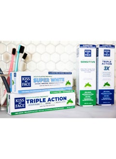 Kiss My face Triple Action Herbal Mint Gel Toothpaste Sls And Fluoride Free Removes Plaque Prevents Tartar And Whitens Teeth With Added Tea Tree Oil No Artificial Colors Or Flavors 4.5 Oz  - Image 5
