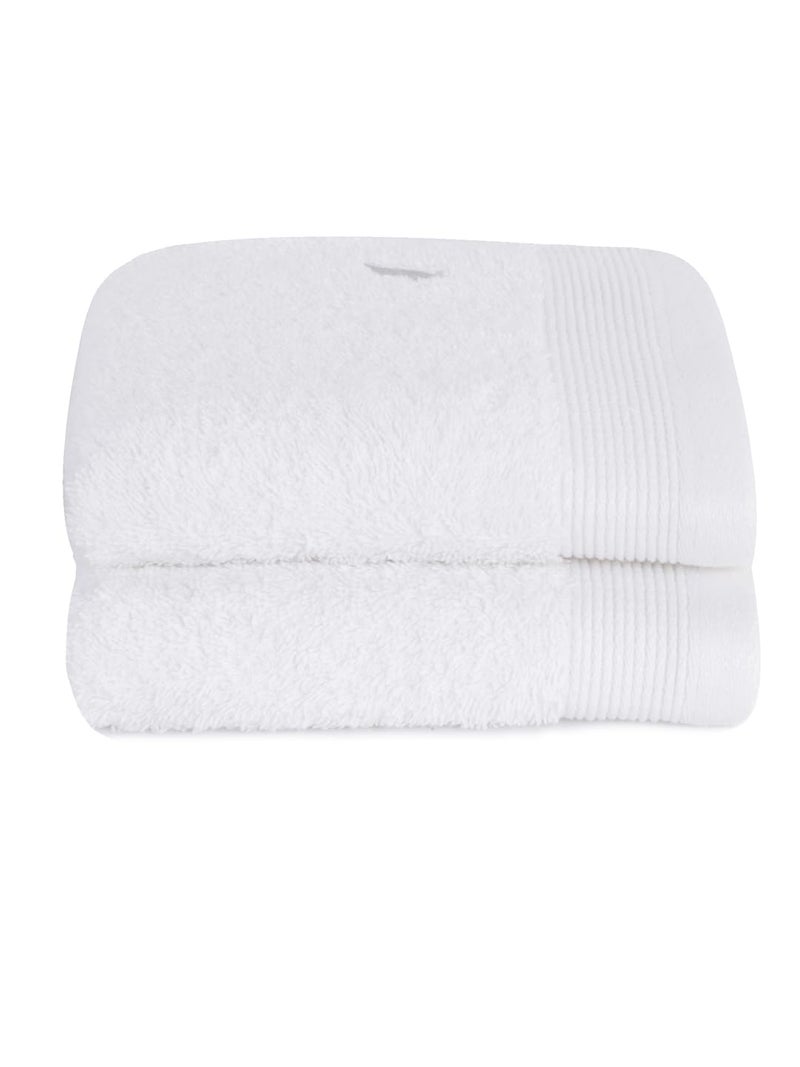 maspar 100% Cotton Embedded Stripe Hand Towel, Set of 2, 40 x 70 cm, White - Image 2