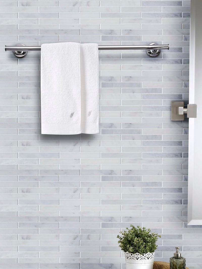 maspar 100% Cotton Embedded Stripe Hand Towel, Set of 2, 40 x 70 cm, White - Image 1
