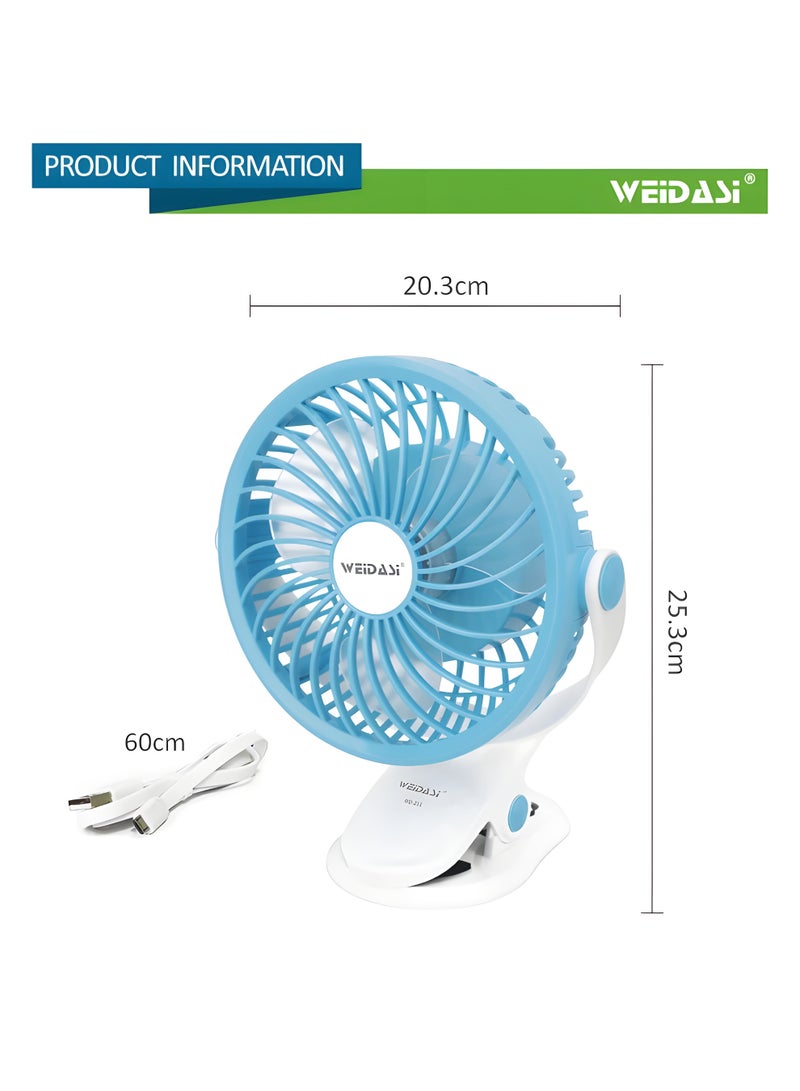 WEIDASI Rechargeable Fan – 7.5-Inch Portable Clip Fan with 2600 RPM Speed & 360° Rotation,WD-225  - Image 3