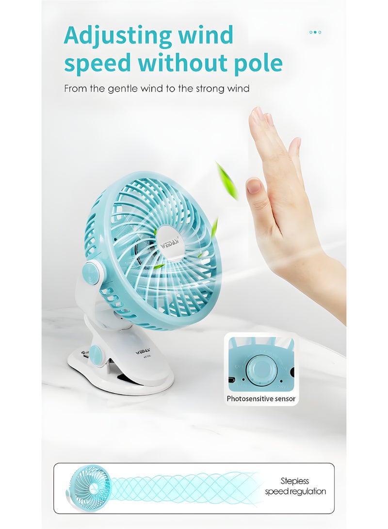 WEIDASI Rechargeable Fan – 7.5-Inch Portable Clip Fan with 2600 RPM Speed & 360° Rotation,WD-225  - Image 5