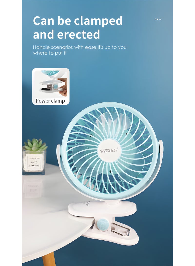 WEIDASI Rechargeable Fan – 7.5-Inch Portable Clip Fan with 2600 RPM Speed & 360° Rotation,WD-225  - Image 4