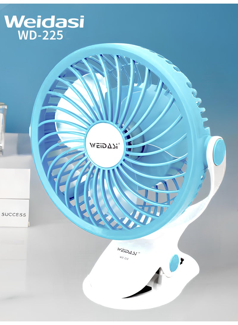 WEIDASI Rechargeable Fan – 7.5-Inch Portable Clip Fan with 2600 RPM Speed & 360° Rotation,WD-225  - Image 1